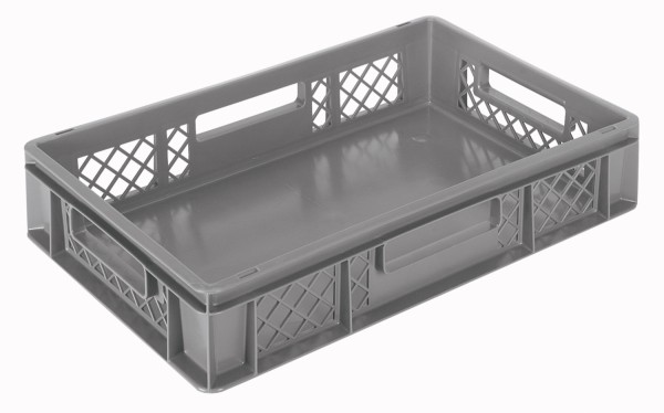 Behälter grau 60x40x12cm Standard Boden geschlos/Wände perfo