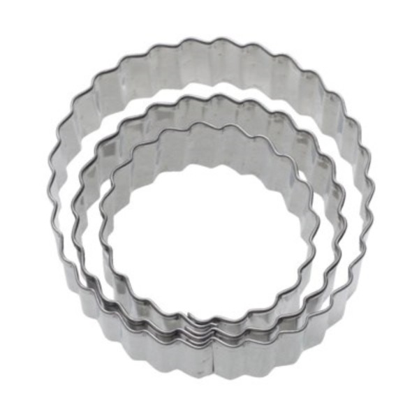 3 Stk. Terrassen-Ausstechformen Ring gewellt, D4,5,6cm