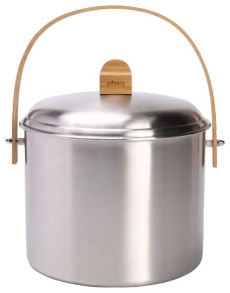 Kompostbehälter 3.5l Edelstahl und Bambus mit Kohlefilter