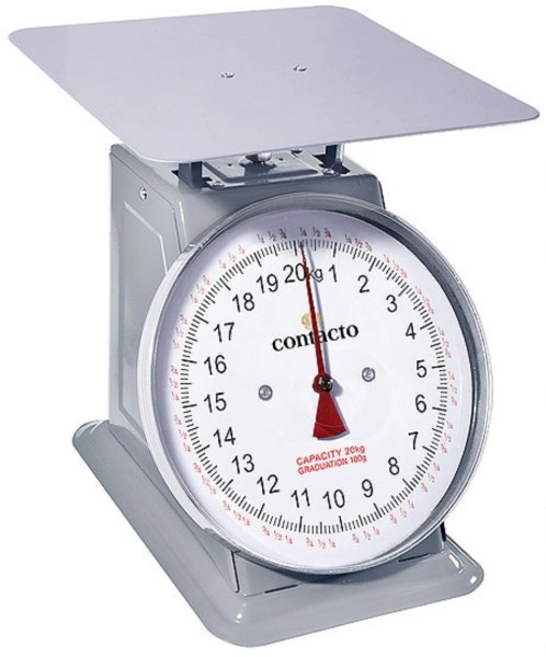 Küchenwaage grau lackiert, 18/0 bis 20kg. 23x25x27 cm