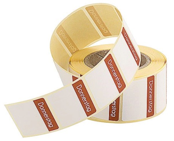 Etiketten 30x24 mm auf Rollen zu 500 Stk. Donnerstag