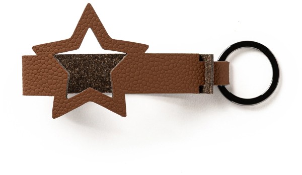 Schlüsselanhänger stern nickel cognac