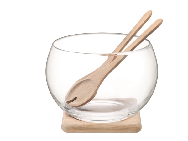 Serve Salat-Set und Platte aus Eiche D27cm klar