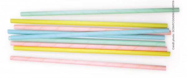 Trinkhalme Papier, 20 Stk. "pastel"