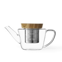 Infusion Teekrug mit Holzdeckel 0.5l Borosilikat
