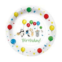 Pappteller 10x Ballon Happy Birthday, 23x23cm