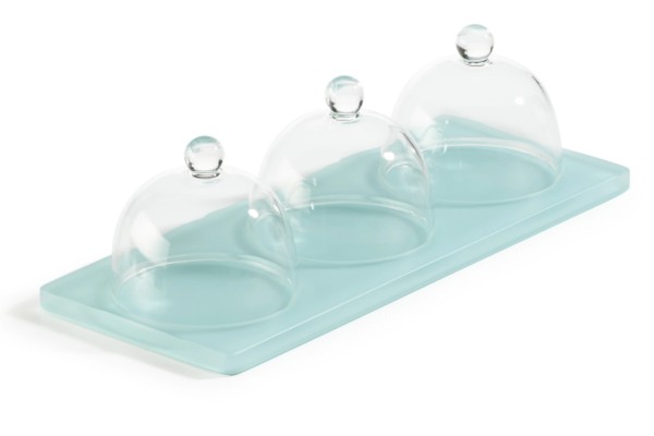 Sweety Tablett mit 3 Glocken 25x9x7.5cm Nacryl blau