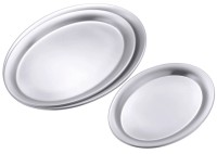 Serviertablett oval 20x15cm, Edelstahl matt poliert