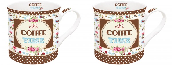 Time for Coffee 2er Porzellanbecher 300 ml in GB, braun