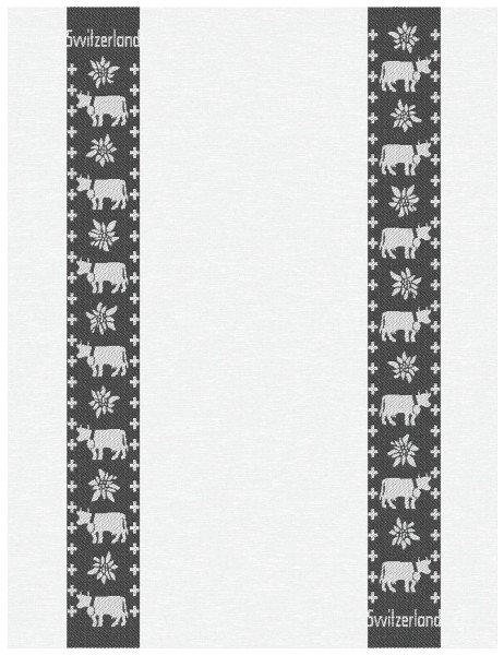 KUH UND EDELWEISS Geschirrtuch KULTSCHTOFF schwarz 50x70cm