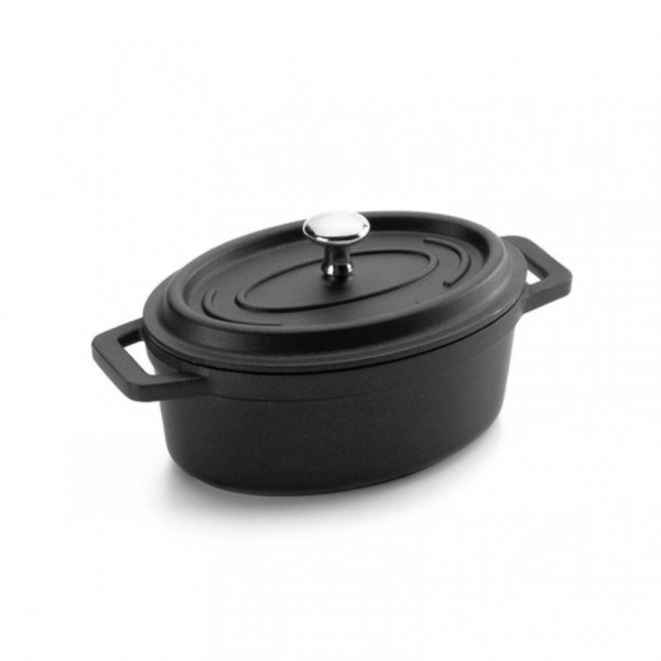 Bratentopf Mini schwarz oval mit Deckel 12x8.5cm H5cm 0.25lt