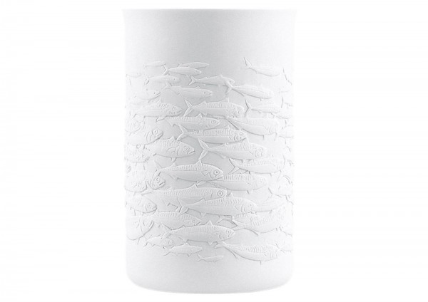 Touché La Mer Becher weiss, Relief Fischschwarm 0.20lt.im GK