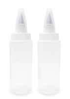 2er Set Quetschflaschen mit 2 Spritztüllen für Zuckerguss
