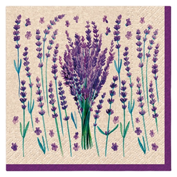 Servietten Cocktail 20x We care Lavender Charm, 25x25cm