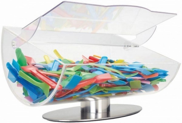 Löffelbox mit Klappdeckel, Edelstahl/Plexiglas