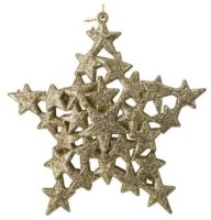Aufhänger Stern Glitter Gold 13x13cm Kunststoff
